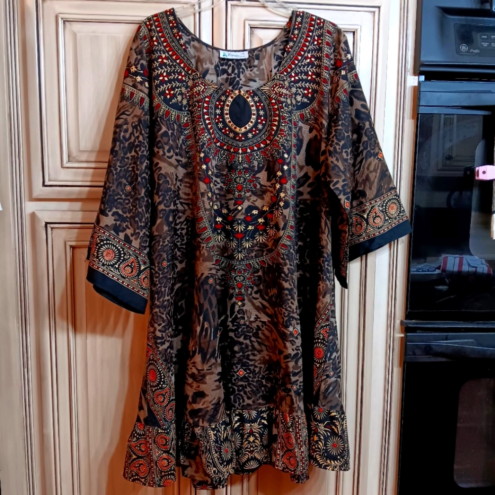 LaPogee Multicolor Dress/Top -‎ Made In India - Size 1X